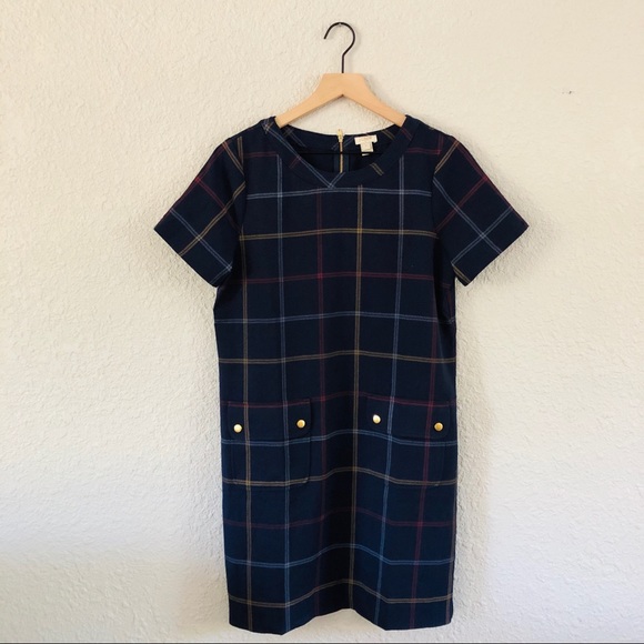 J. Crew Dresses & Skirts - J.Crew Navy Plaid Shift Dress
